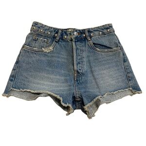 Zara TRF Authentic Denim Studded High Waist Cutoff Shorts - Size EUR 34 / US 02